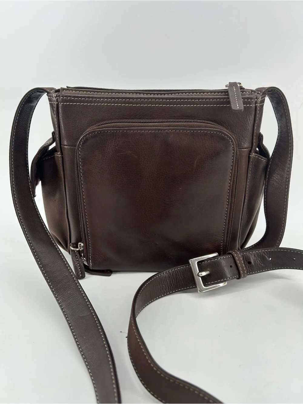 Fossil Travelers Built In Wallet Chocolate Brown Leather  Crossbody Everyday
